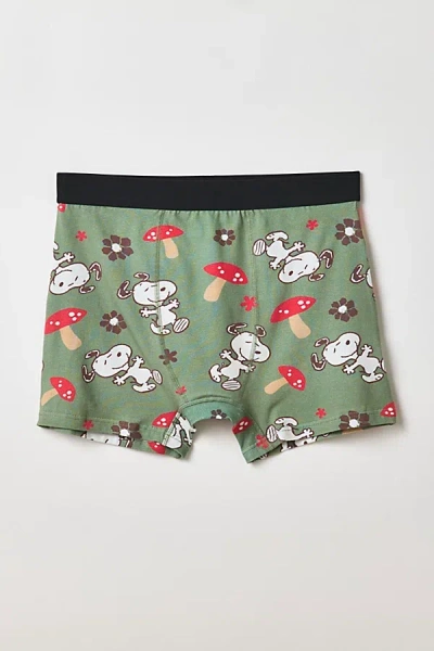 Urban Outfitters Peanuts Snoopy Mushroom Pattern Boxer Brief In Olive, Men's At  In Green
