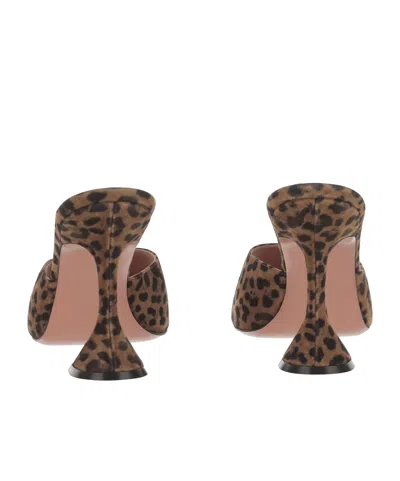Amina Muaddi Brown Pumps With Distinctive Heel And Modern Silhouette In Animal Print