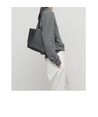 The Row Park Medium Topstitched Tote Bag In Pebbled Leather In Multi