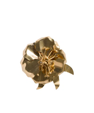 Miu Miu Floral Crystal Brooch Unique Design In Gold