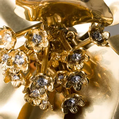 Miu Miu Floral Crystal Brooch Unique Design In Gold