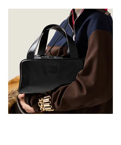 Miu Miu Leather Top-handle Bag In Black
