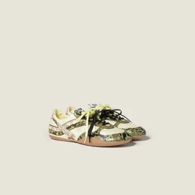 Miu Miu Gymnasium Technical Fabric And Python-print Ayers Leather Sneakers In Multi