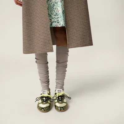 Miu Miu Gymnasium Technical Fabric And Python-print Ayers Leather Sneakers In Multi