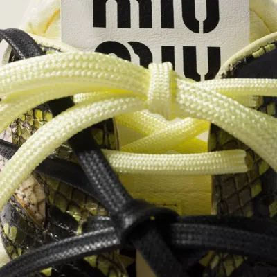 Miu Miu Gymnasium Technical Fabric And Python-print Ayers Leather Sneakers In Multi