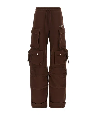Attico Cotton Jersey Cargo Sweatpants In Brown
