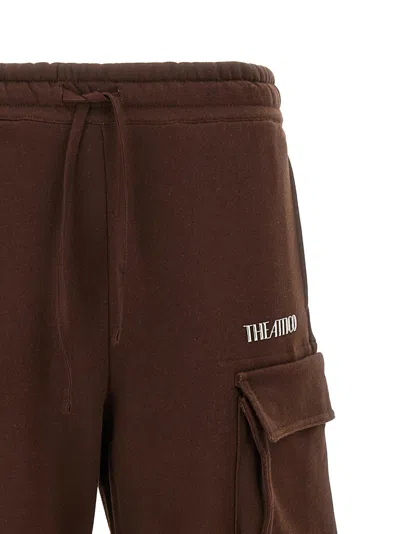 Attico Cotton Jersey Cargo Sweatpants In Brown
