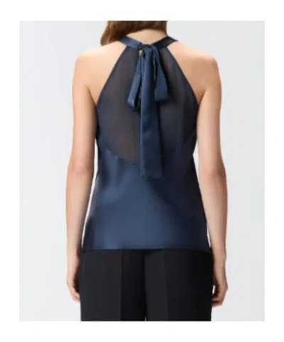 Pinko Flowing Top With Bow In Blue
