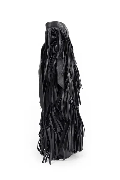 Ann Demeulemeester Aala Soft Fringe Boots In Black