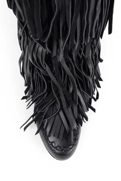 Ann Demeulemeester Aala Soft Fringe Boots In Black