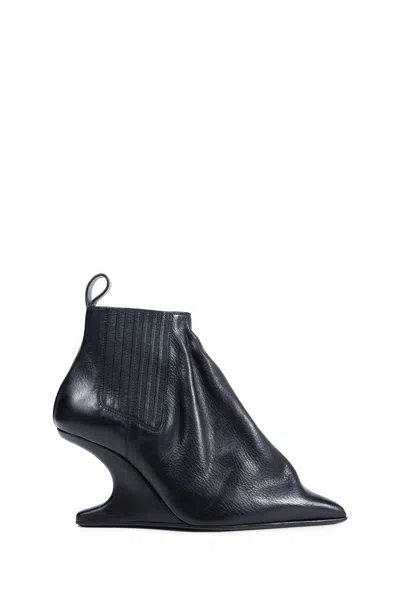 Rick Owens Ankle Boot With Pointed Toe And Sculptural Heel In Black