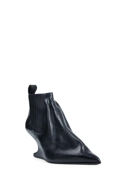 Rick Owens Ankle Boot With Pointed Toe And Sculptural Heel In Black