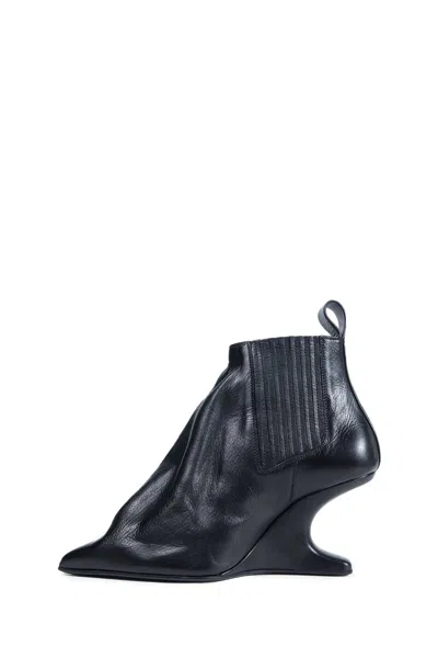 Rick Owens Ankle Boot With Pointed Toe And Sculptural Heel In Black