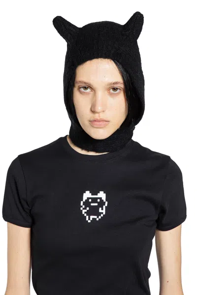 Coperni Knitted Horn Beanie In Black