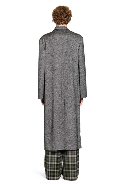 Loewe Double-breasted Wool Blend Coat Coats Grey In Gray