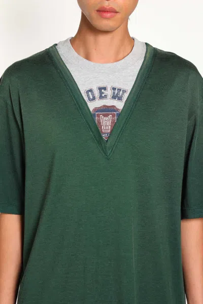 Loewe Loose Fit T-shirt In Cotton Blend In Green