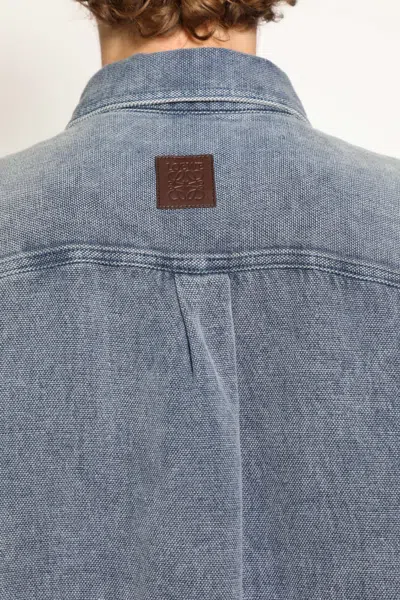 Loewe Cotton Linen Long Sleeve Shirt In Blue