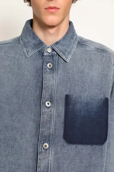 Loewe Cotton Linen Long Sleeve Shirt In Blue
