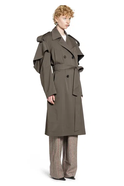 Litkovska Transformable Wool Blend Trench Coat In Green