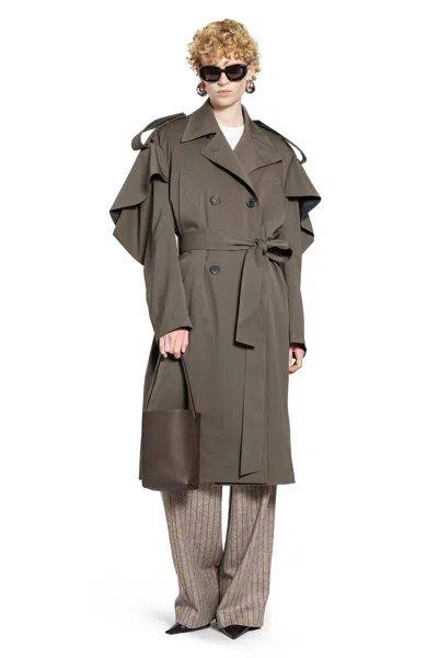 Litkovska Transformable Wool Blend Trench Coat In Green