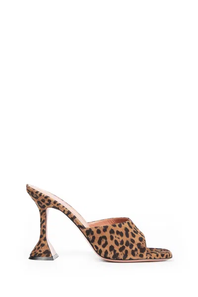 Amina Muaddi Brown Pumps With Distinctive Heel And Modern Silhouette In Multi