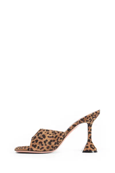 Amina Muaddi Brown Pumps With Distinctive Heel And Modern Silhouette In Multi