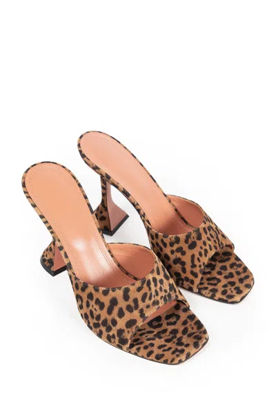 Amina Muaddi Brown Pumps With Distinctive Heel And Modern Silhouette In Multi