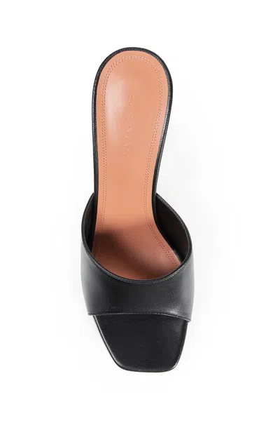Amina Muaddi Black Nappa Leather Lupita 70 Slippers In Multi