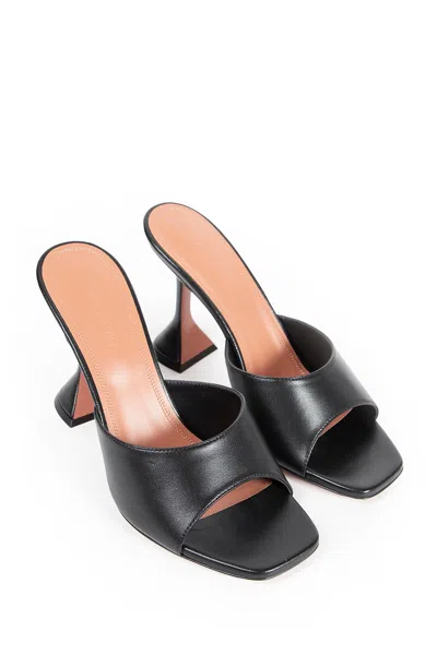 Amina Muaddi Black Nappa Leather Lupita 70 Slippers In Multi