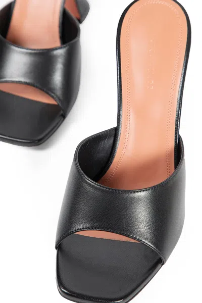 Amina Muaddi Black Nappa Leather Lupita 70 Slippers In Multi