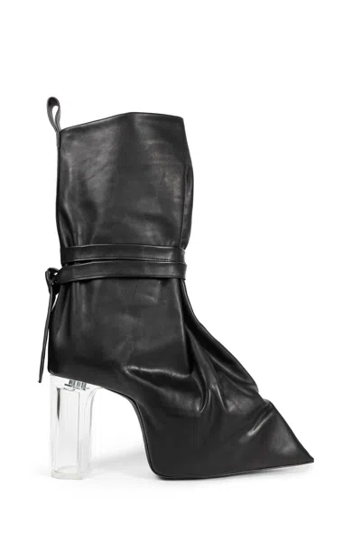 Rick Owens Tied Taco Kiss Boots In Leather In Black