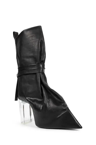 Rick Owens Tied Taco Kiss Boots In Leather In Black
