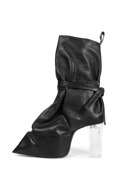 Rick Owens Tied Taco Kiss Boots In Leather In Black