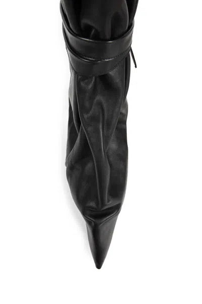 Rick Owens Tied Taco Kiss Boots In Leather In Black