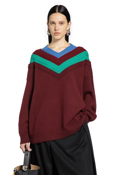 Loewe Wool Sweater With Layered Construction In Red