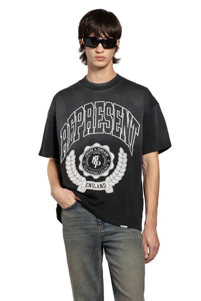 Represent Legacy Crest Cotton T-shirt With Distressed Effect In Black