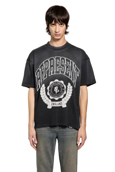 Represent Legacy Crest Cotton T-shirt With Distressed Effect In Black