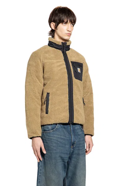 Carhartt Liner Jacket With High Collar And Pockets In Brown