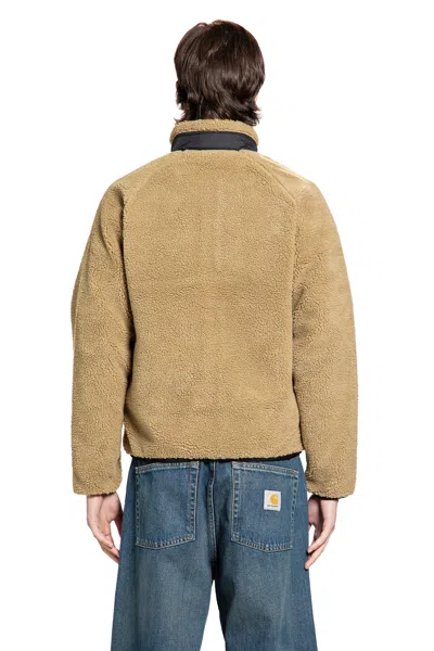 Carhartt Liner Jacket With High Collar And Pockets In Brown