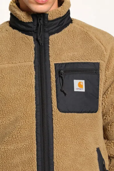 Carhartt Liner Jacket With High Collar And Pockets In Brown