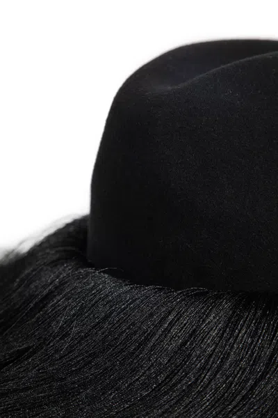 Comme Des Garçons Fringed Wool Hat In Black