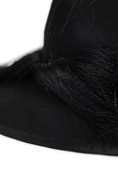 Comme Des Garçons Fringed Wool Hat In Black