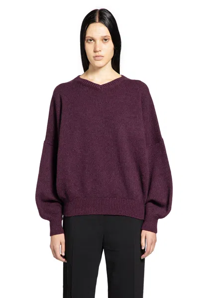 Khaite Nera Cashmere Knit Sweater In Burgundy