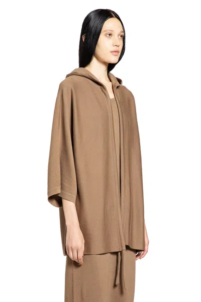 Max Mara Relaxed Oversized Brown Hoodie With Drawstring Closure In Brown