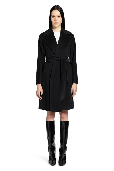Max Mara Wool Robe Coat In Black
