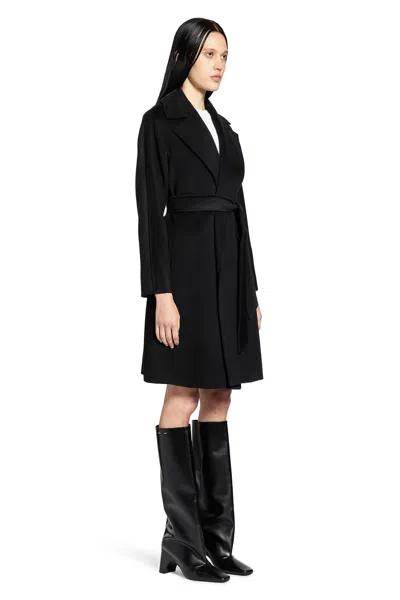 Max Mara Wool Robe Coat In Black