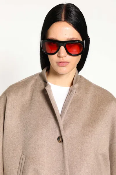 Max Mara Jacket With Front Pockets And High Collar In Neutral