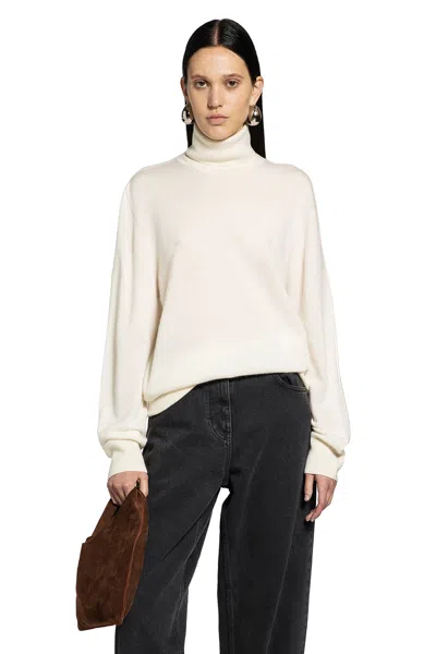 The Row Diye Silk-cotton Turtleneck Sweater In Porcelain
