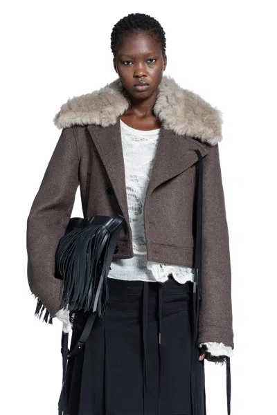Ann Demeulemeester Wiebke Wool And Shearling Perfecto In Brown