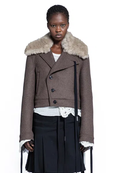 Ann Demeulemeester Wiebke Wool And Shearling Perfecto In Brown